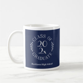 Taza De Café Clase de año Emblem Apellido Navy Graduación