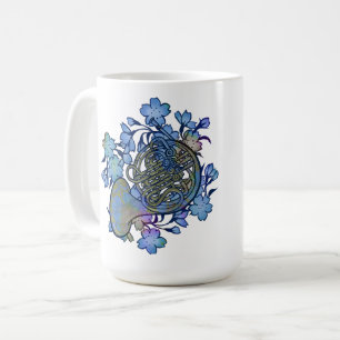 Taza De Café Clase de Banda de Flores Azules del Cuerno Francés
