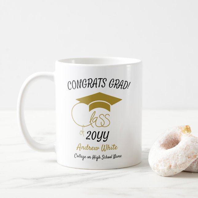 Taza De Café Clase de Felicitaciones Grad-Inspirador-Gold Moder (Con donut)