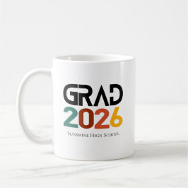Taza De Café Clase de graduación 2026 Retro Vintage Minimalista