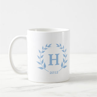 Taza De Café Clase de graduación de monograma de correa azul