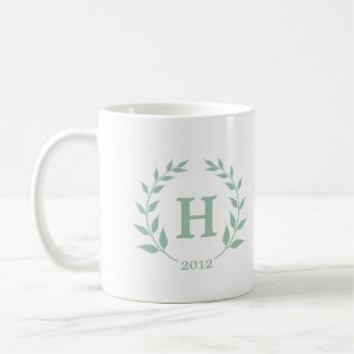 Taza De Café Clase de graduación de monograma de unción verde
