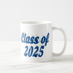 Taza De Café Clase de graduación de texto azul de 2025