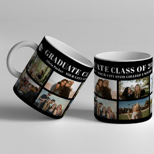 Taza De Café Clase de graduación moderna de collage de fotos de