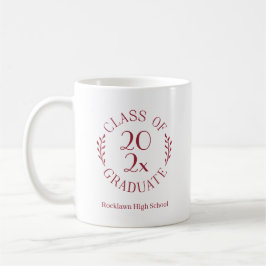 Taza De Café Clase de Graduación por Emblema Maroon de 2025