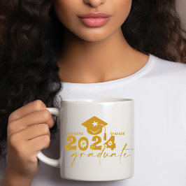 Taza De Café Clase de Graduado Personalizado de Oro 2024