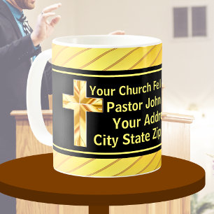 Taza De Café Clase Pastor Iglesia Oro y Negro