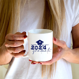 Taza De Café Clase Personalizada de Graduados 2024 Azul Marino
