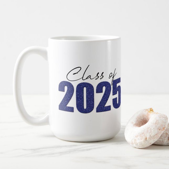 Taza De Café Clase Purpurina azul de la Marina de 2025 (Con donut)