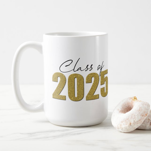 Taza De Café Clase Purpurina de oro de 2025 (Con donut)