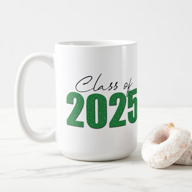 Taza De Café Clase Purpurina verde de 2025 (Con donut)