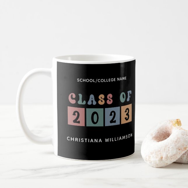 Taza De Café Clase Retro Personalizada de la Cuta de Graduación (Con donut)