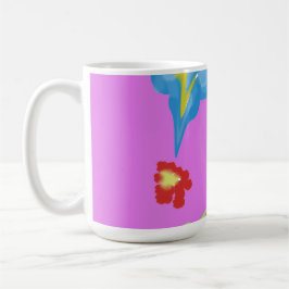 Taza de café clásica con arte floral colorido abst