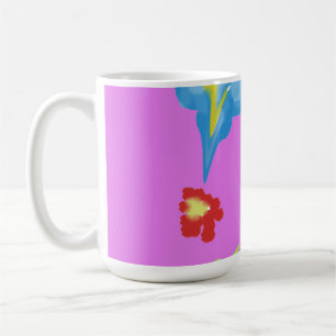 Taza de café clásica con arte floral colorido abst