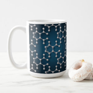Taza de café clásica con moléculas de cafeína