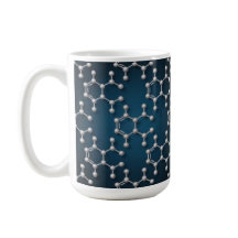 Taza de café clásica con moléculas de cafeína