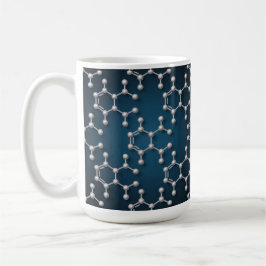 Taza de café clásica con moléculas de cafeína