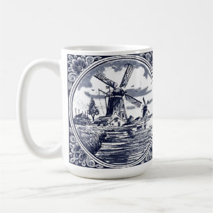 Taza de café clásica con molino de viento azul Del