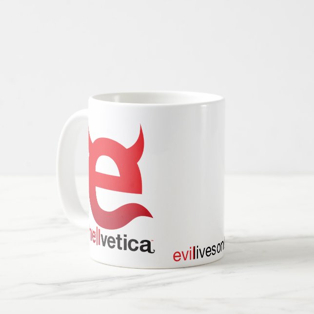 Taza de café clásica “e” roja del mal (Anverso izquierdo)