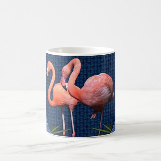 Taza De Café Clásica flamencos rosas verdes (Centro)