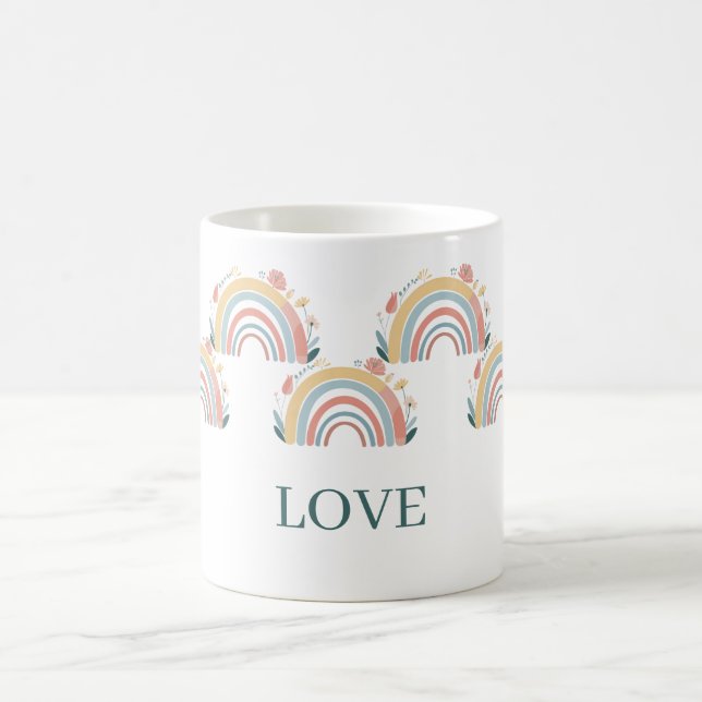 Taza de café clásica Floral Boho Arcoíris (Centro)