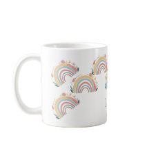 Taza de café clásica Floral Boho Arcoíris