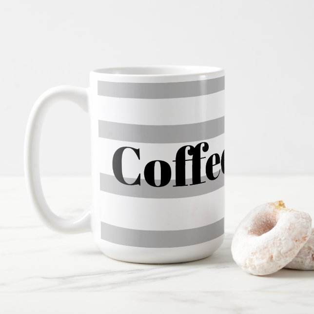 Taza de café clásica - Gris con aros azules (Con donut)
