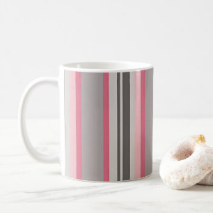 Taza De Café Clásico a Rayas Rosas y Grises