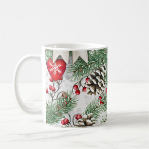 Taza De Café Clásico Aquarela Navideña de Piña Rústica
