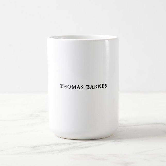 Taza De Café Clásico Blanco Minimalista Plata elegante (Centro)