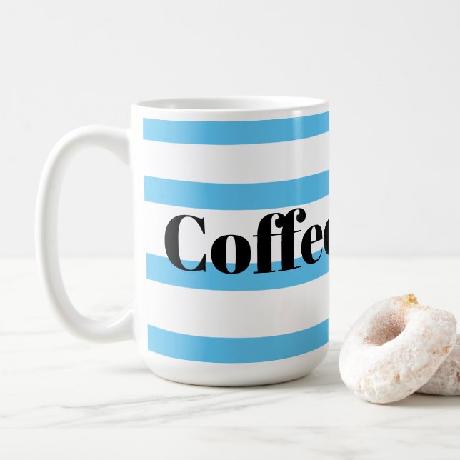 Taza De Café Clásico café Mug - Blue Hoops (Con donut)