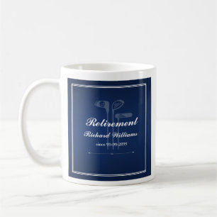 Taza De Café Clásico Club de Golf de Jubilación Tema Blanco Azu