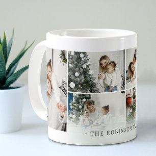 Taza De Café Clásico Collage de Fotos Familiares Personalizado