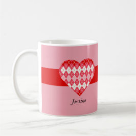 Taza De Café Clásico Corazón de San Valentín Rojo y Argel Rosa 