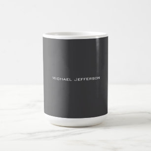 Taza De Café Clásico Creativo Moderno Gris Oscuro y Blanco