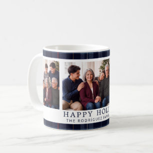Taza De Café Clásico Cuadro de Navy Felices Fiestas Collage
