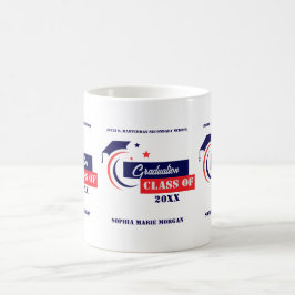 Taza De Café Clásico de Graduación de Blanco Rojo Graduado