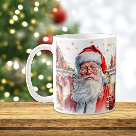 Taza De Café Clásico de Santa Claus con Navidades de chimenea