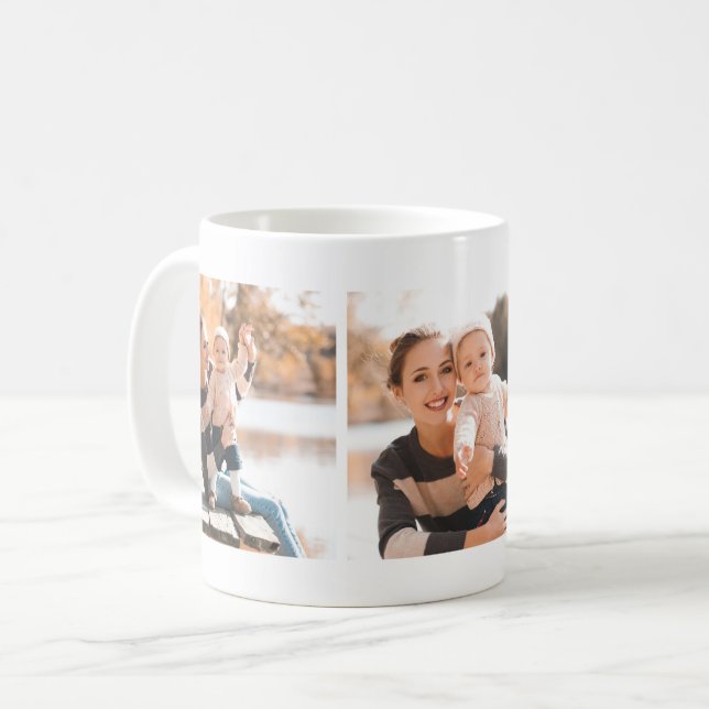 Taza De Café Clásico de tres Collages de fotos (Anverso izquierdo)