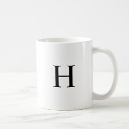 Taza De Café Clásico Elegante Monograma Negro
