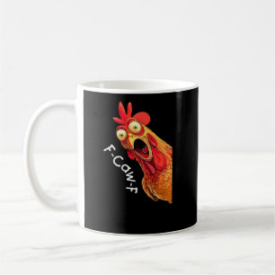 Taza De Café Clásico Gráfico Vintage de Pollo F-Caw-F