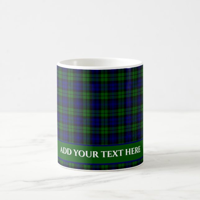 Taza De Café Clásico Green & Navy Blackwatch Tartán Plaid (Centro)