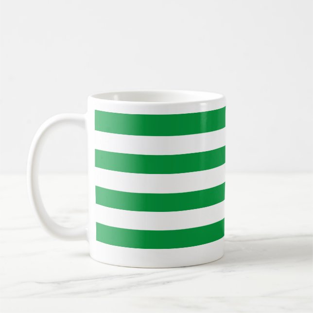 Taza De Café Clásico Grosor Verde y Blanco con rayas horizontal (Izquierda)