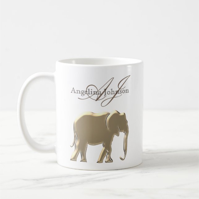 Taza De Café Clásico Oro Monogramado (Izquierda)