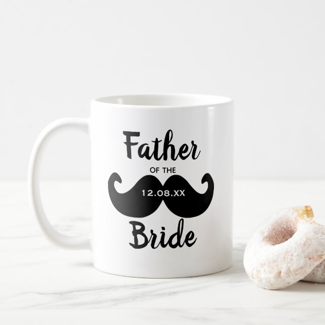 Taza De Café Clásico padre elegante del bigote de novia (Con donut)