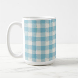 Taza De Café Clásico Patrón de Cuadro Gingham Azul y Blanco