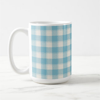 Taza De Café Clásico Patrón de Cuadro Gingham Azul y Blanco