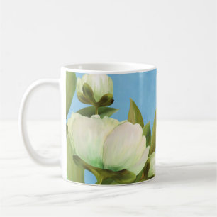 Taza De Café Clásico ramo floral de peonías blancas