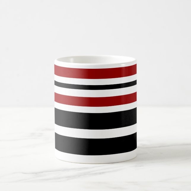 Taza De Café Clásico Rojo Patrón negro de rayas (Centro)
