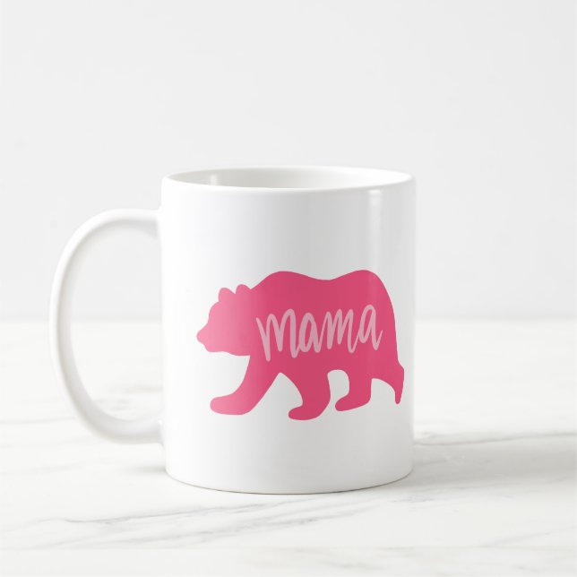 Taza De Café Clásico rosa Mama Bear Mug (Izquierda)